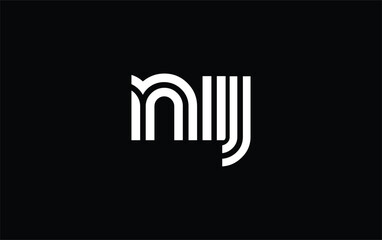 NIJ Creative Unique Modern Letter Logo Design. Stylized logo featuring a unique letter design, presenting abstract minimalist aesthetics and modern appeal