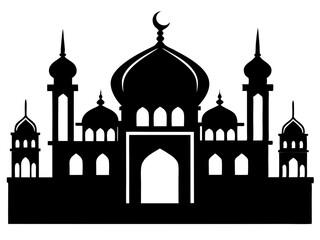Mosque Silhouette Vector | Islamic Mosque SVG Icon