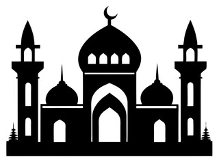 Mosque Silhouette Vector | Islamic Mosque SVG Icon