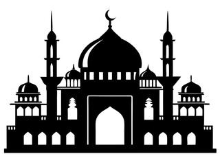 Mosque Silhouette Vector | Islamic Mosque SVG Icon
