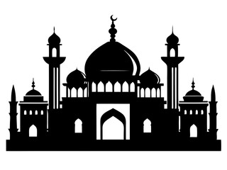 Mosque Silhouette Vector | Islamic Mosque SVG Icon