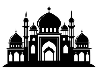 Mosque Silhouette Vector | Islamic Mosque SVG Icon