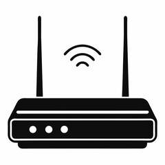 Wireless Internet Router Icon with Signal Waves Symbol
