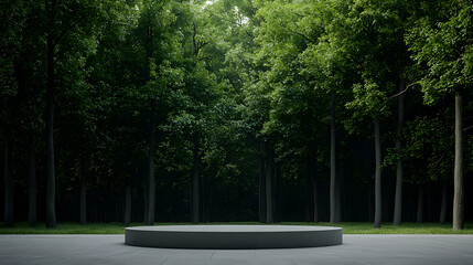 Obraz premium Empty Gray Stage In Lush Forest