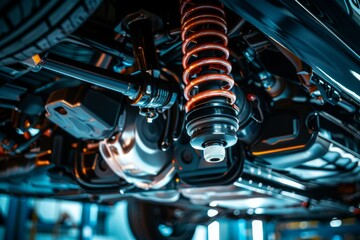 The structure of the modern car. Rear suspension. Shock absorber. Spring suspension