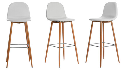 White chair isolated on white, collage. Stylish furniture