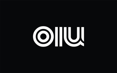 OIU Creative Unique Modern Letter Logo Design. Stylized logo featuring a unique letter design, presenting abstract minimalist aesthetics and modern appeal