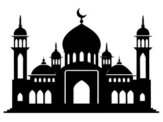 Mosque Silhouette Vector | Islamic Mosque SVG Icon