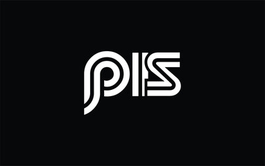 PIS Creative Unique Modern Letter Logo Design. Stylized logo featuring a unique letter design, presenting abstract minimalist aesthetics and modern appeal