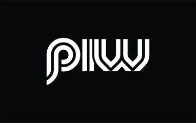 PIW Creative Unique Modern Letter Logo Design. Stylized logo featuring a unique letter design, presenting abstract minimalist aesthetics and modern appeal