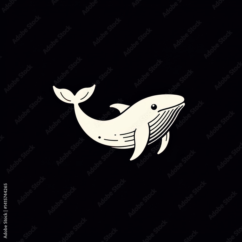 Aufkleber modern abstract logo design featuring a whale in a deep blue background with smooth lines and minima