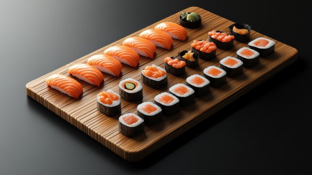 Sushi Platter with Salmon Sashimi and Maki Rolls