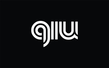QIU Creative Unique Modern Letter Logo Design. Stylized logo featuring a unique letter design, presenting abstract minimalist aesthetics and modern appeal