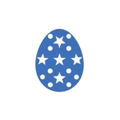 Easter Egg With Blue color and White Stars Vector Icon on White Background