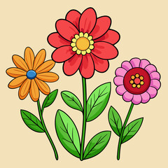 Colorful Cartoon Flowers Illustration