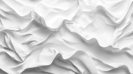 Obraz premium Abstract rippling white fabric creates a soft, flowing texture, perfect for elegant backgrounds and design elements.