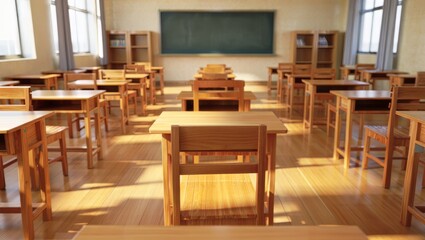 Empty Classroom Ready for Students

