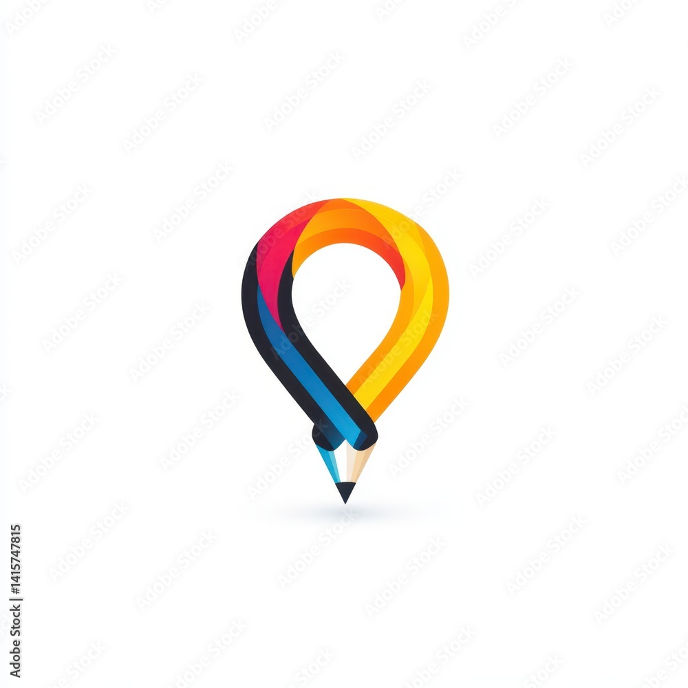 Aufkleber unique abstract logo design featuring interlocking shapes in a vibrant gold color set against a cont