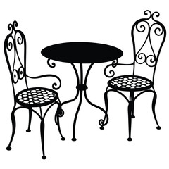 Wrought Iron Patio Set with Scrollwork Design  