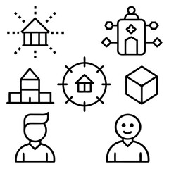 Simple Line Icons Representing Various Concepts