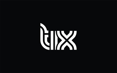 TIX Creative Unique Modern Letter Logo Design. Stylized logo featuring a unique letter design, presenting abstract minimalist aesthetics and modern appeal