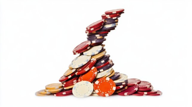 A vibrant stack of poker chips showcasing various colors and designs, symbolizing chance and strategy in gaming.