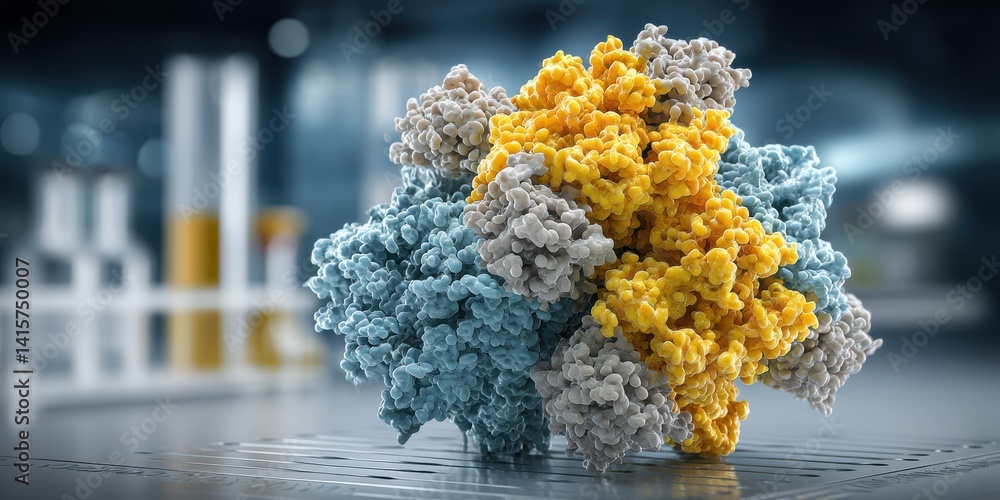 Poster 3d renderings of protein dynamics in a microscopic scientific environment
