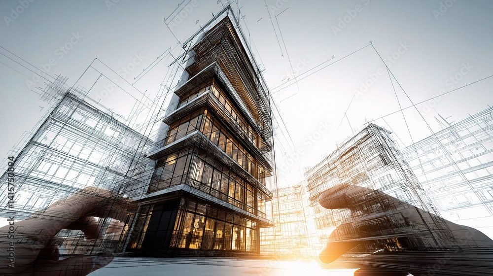 Aufkleber modern architectural building mockups with structural elements