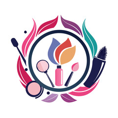 Abstract Makeup Logo Design with Colorful Leaves