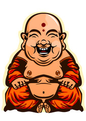 This is an illustration of a happy Buddha