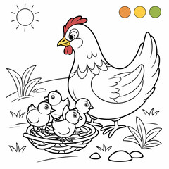 vector illustration of a chicken and hen