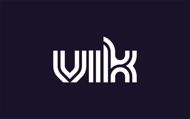 VIK Creative Unique Modern Letter Logo Design. Stylized logo featuring a unique letter design, presenting abstract minimalist aesthetics and modern appeal