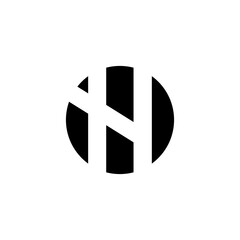 H Letter Negative Space Rounded Logo Design