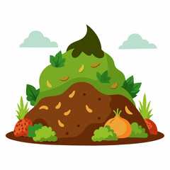 Compost Pile illustration with vegetables and greenery