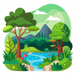 Fototapeta premium Nature Reserve landscape with trees and a river