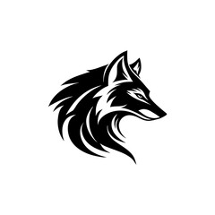 Fototapeta premium Stylized Wolf Head Logo – Tribal Vector Symbol of Strength and Intelligence