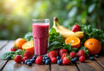 vibrant smoothie ingredients colorful fruits berries bananas oranges greens textured vegan healthy drink blend, berry, jug, juice, natural, blue, yellow