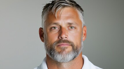 Fototapeta premium Closeup portrait of a mature man with graying hair and beard