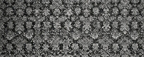 Intricate black & white damask wallpaper, seamless floral & geometric pattern , victorian, white