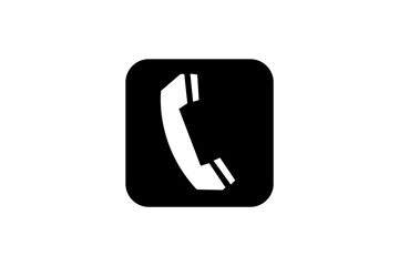 Icon of a telephone displayed on a black background symbolizing communication and connectivity