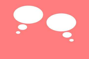 Thought bubbles on a vibrant coral background symbolizing ideas and creativity in a modern design