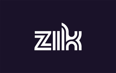 ZIK Creative Unique Modern Letter Logo Design. Stylized logo featuring a unique letter design, presenting abstract minimalist aesthetics and modern appeal