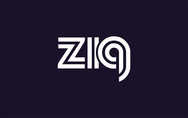ZIQ Creative Unique Modern Letter Logo Design. Stylized logo featuring a unique letter design, presenting abstract minimalist aesthetics and modern appeal