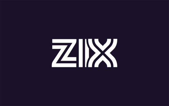 ZIX Creative Unique Modern Letter Logo Design. Stylized logo featuring a unique letter design, presenting abstract minimalist aesthetics and modern appeal
