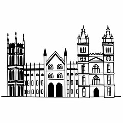 Fototapeta premium Elegant line art composition of historical buildings with intricate details