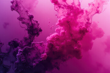 Obraz premium Mesmerizing Ink in Water: Abstract Photography of Swirling Magenta and Pink Colors