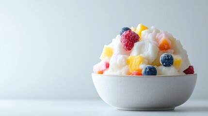 Frozen dessert with colorful fruits