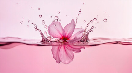 A flower plunges into clear water, releasing a burst of dynamic splashes. The moment captures raw motion, purity, and fragile beauty in collision. It&rsquo;s a vivid expression of nature meeting energy