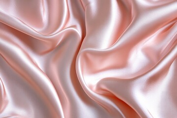 Obraz premium Draped blush pink satin fabric with soft, luxurious folds and gentle sheen.