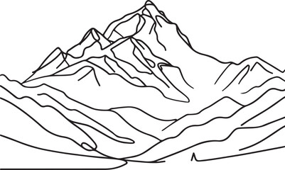 Mount Everest Minimalist Landscape Drawing